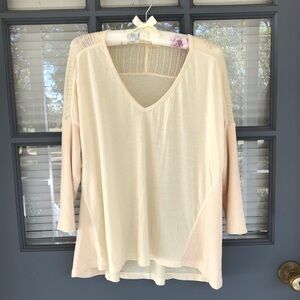 Testament Ivory Cream V-neck Boho Top Size Small